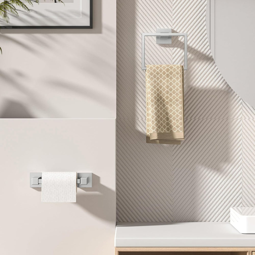FORIOUS Toilet Paper Holder and Towel Ring Set, Bathroom Accessories Set