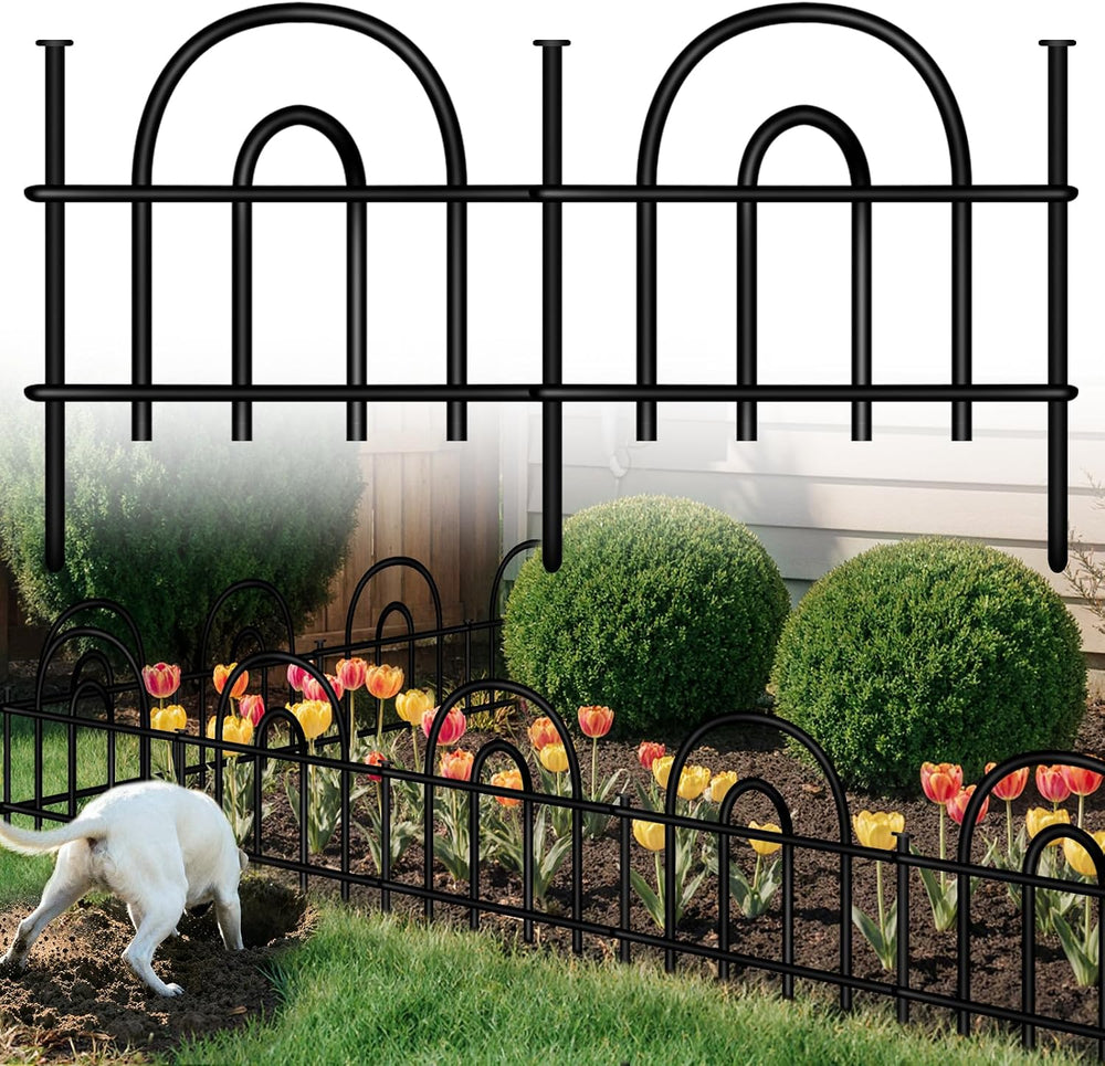 Decorative Garden Fence, 15 Panels No Dig Fence, 21.25 ft(L) x 13 in(H) Anima...