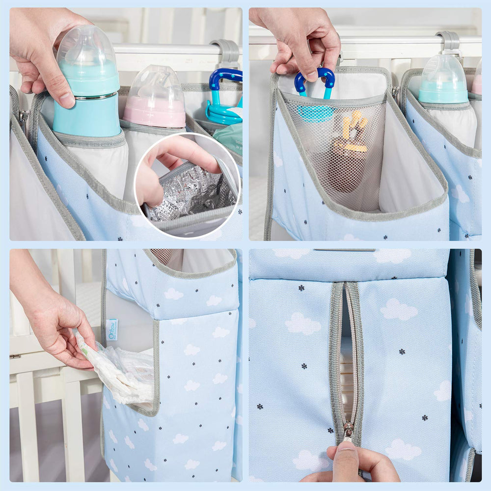 Orzbow 3-in-1 Hanging Diaper Caddy Organizer for Changing Table, Blue