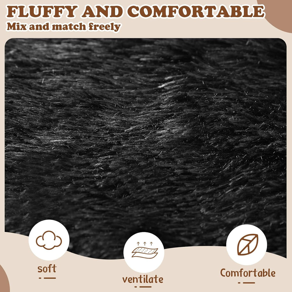 VitalCozy 6 Pcs Fluffy Throw Pillow Covers Faux Fur, Black