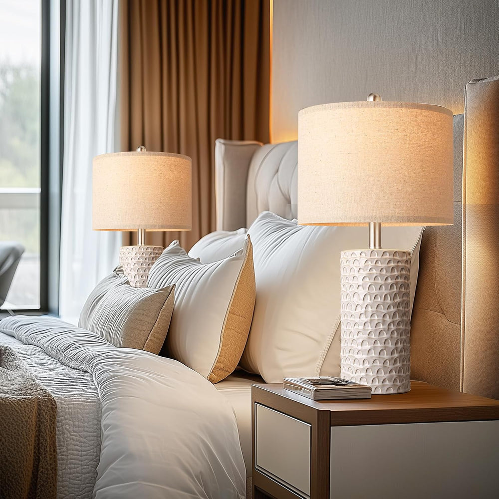 PARTPHONER 23" Modern Ceramic Table Lamp Set of 2, Table Lamps for Livin...