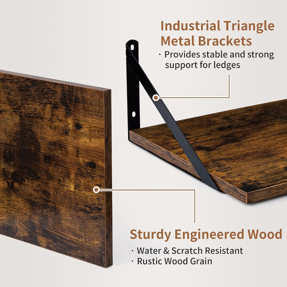 Axeman Deep Floating Shelves for Wall, 16W x 12D Rustic Wood Wall Shelves Set...