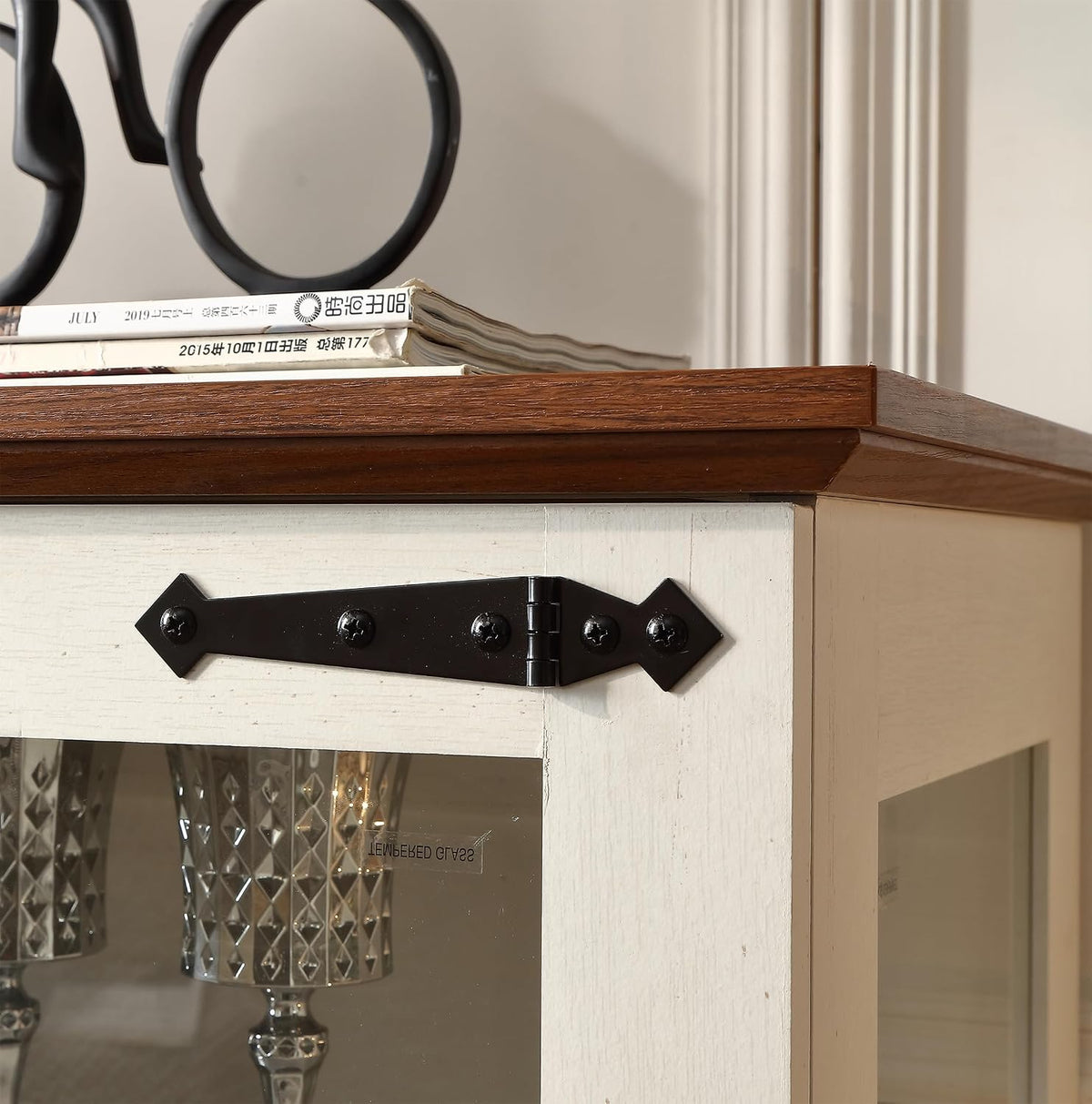 FOREST GRAVITY 31.5'' Small Display Buffet Cabinet with Glass Doors