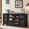 SAVOR LIFE 60-Inch Sideboard Buffet with Glass Doors,Black