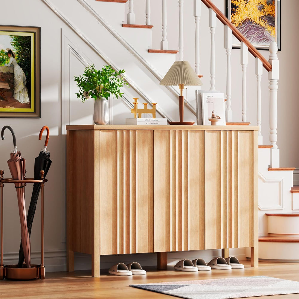 Vlsrka Shoe Storage Cabinet with 3 Doors and Adjustable Shelves