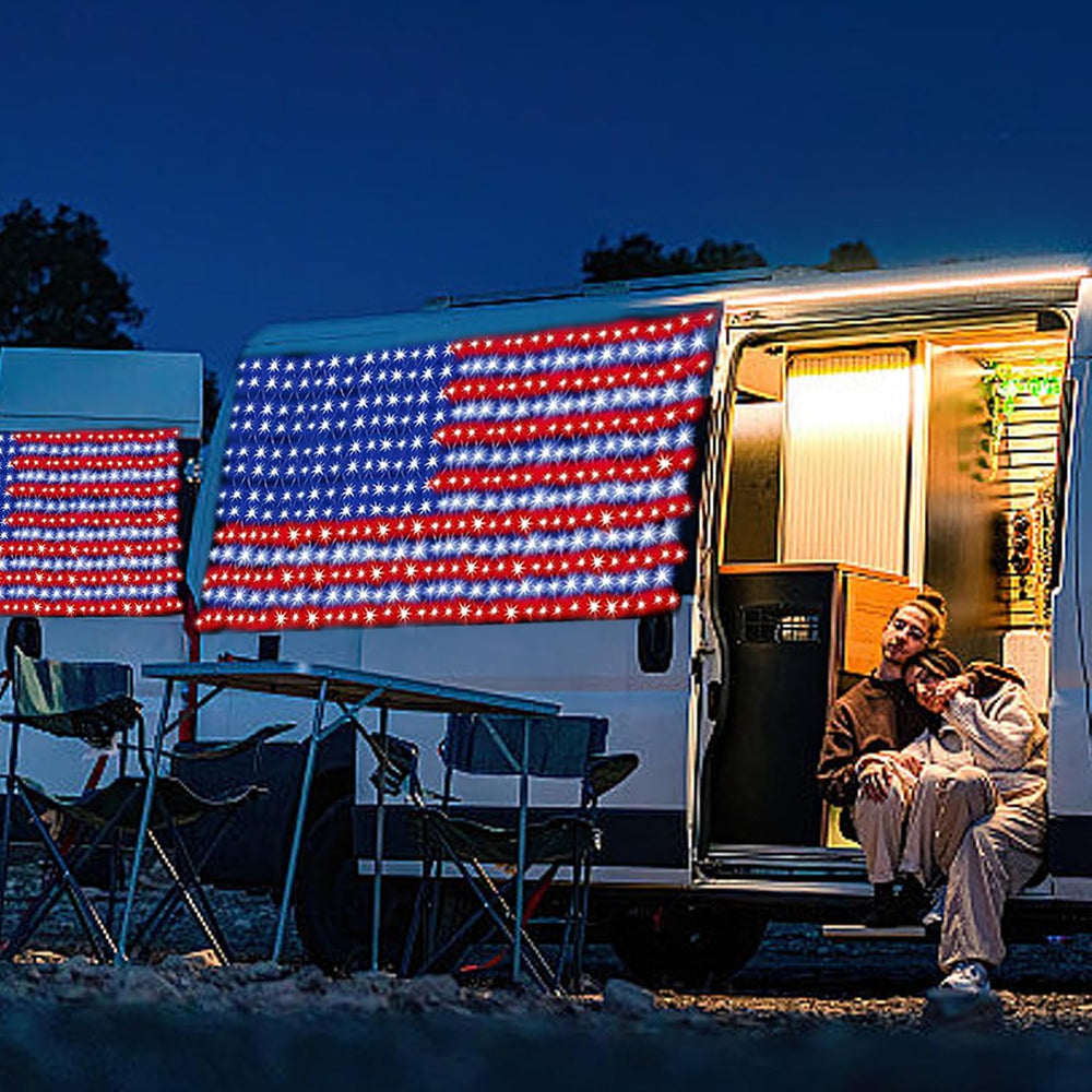 (New) American Flag Lights, Outdoor String Lights 420 LED Waterproof Led Flag...