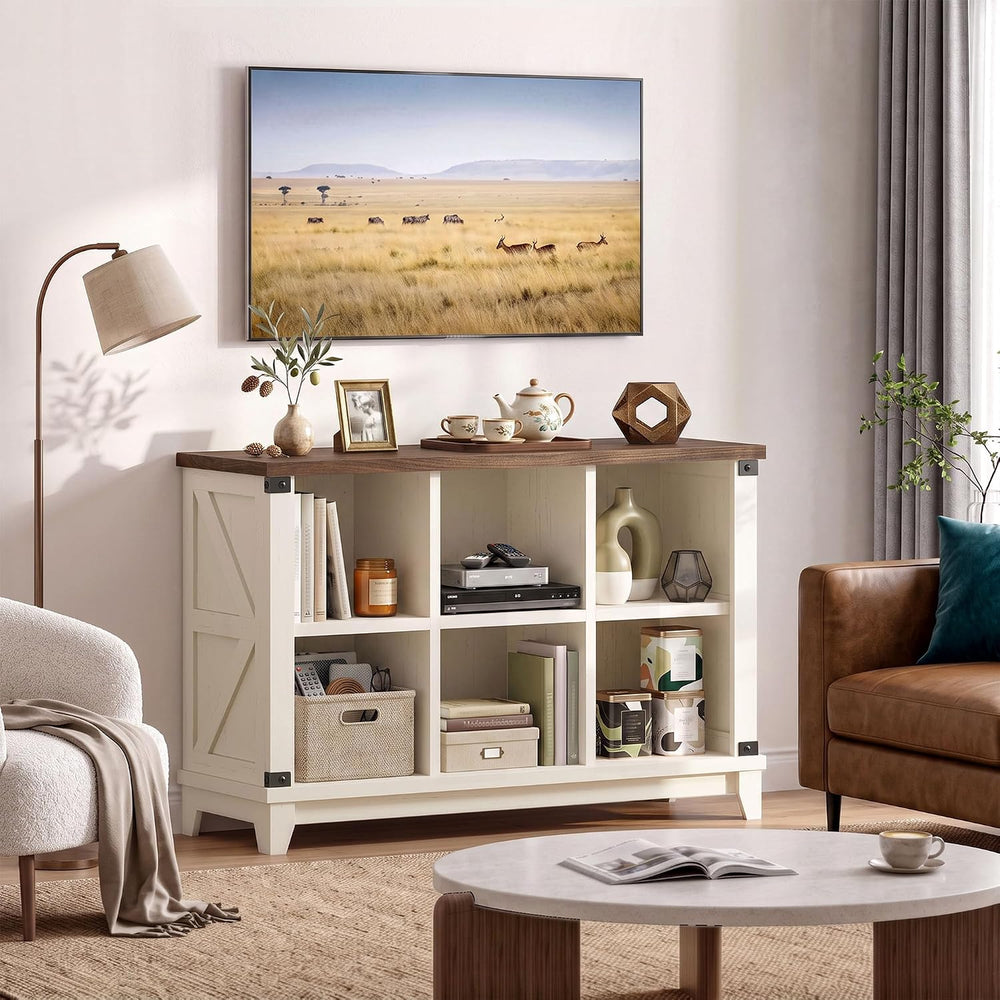 EnHomee Farmhouse 6-Cube Storage Organizer for Living Room, White