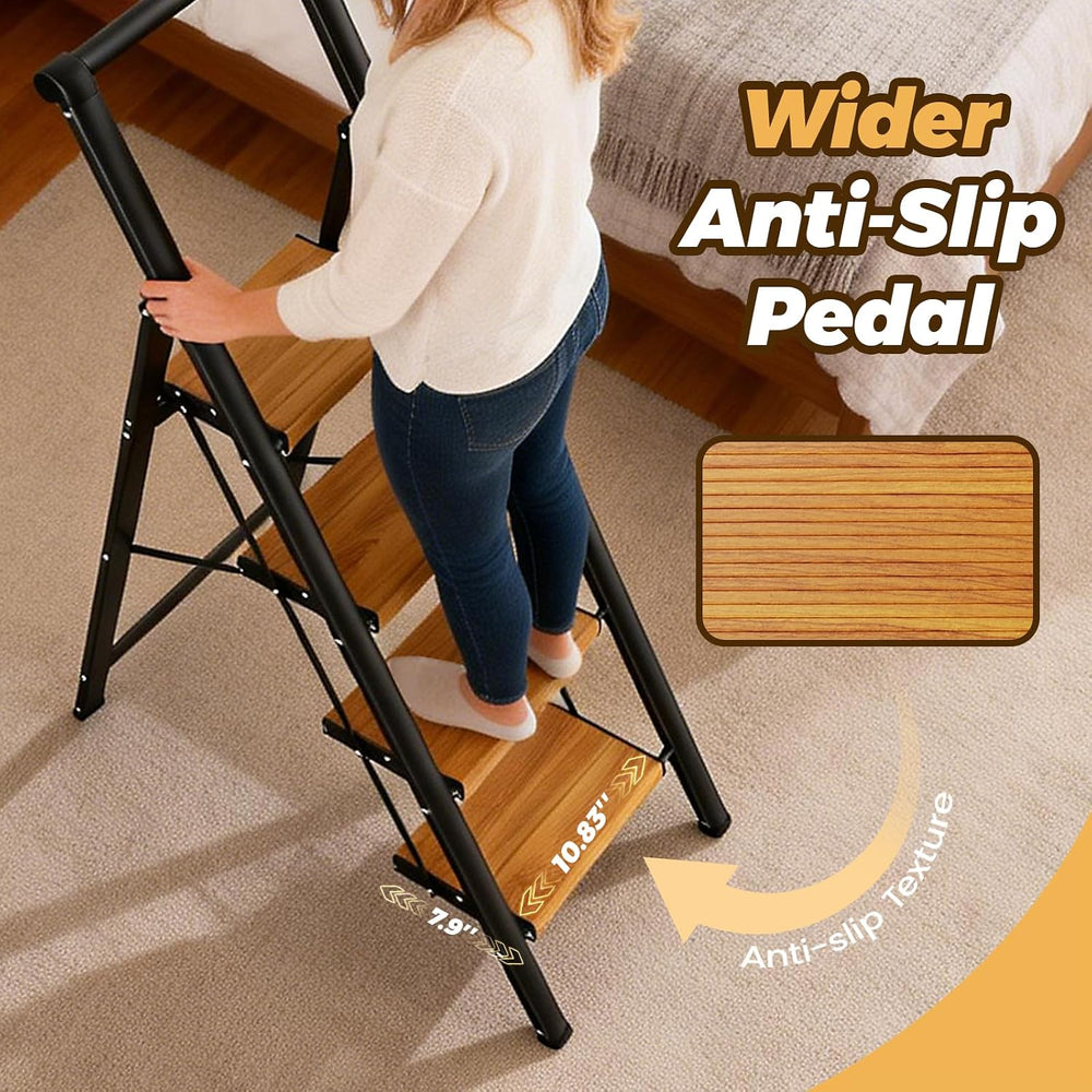 HBTower 4 Step Ladder, Lightweight Aluminum Folding Step Stool