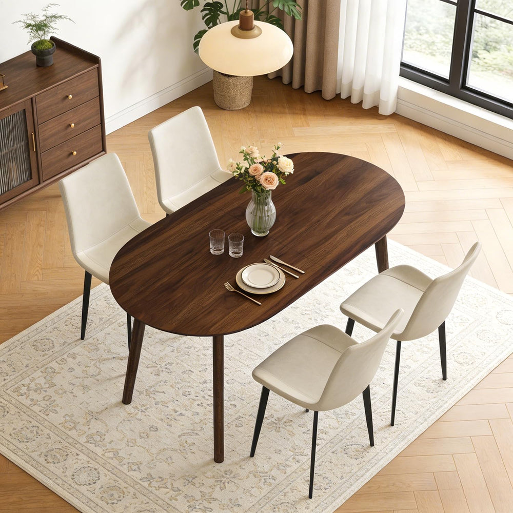 63" Oval Dining Table Set for 4 with Solid Wood Legs