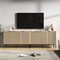 TV Stand for 100" TV, Mid Century Modern 94.4'' Television Stand, Entertainment Center with Storage and Adjustable Shelves, Media Console TV Cabinet for Living Room