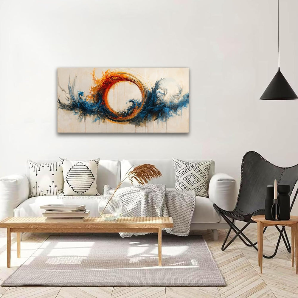 Abstract Wall Art Decor 20"x40" Circle Vortex Red Blue Wall Art For...