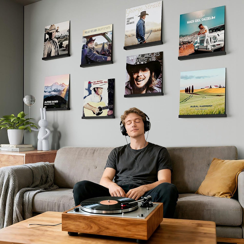 Emfogo Vinyl Record Shelf Wall Mount, Record Holder Wall, 12 inch Album Vinyl...
