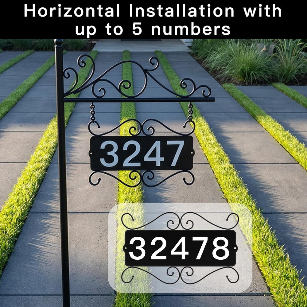 Metal Address Plaque,Double-Sided Street House Numbers for Outside
