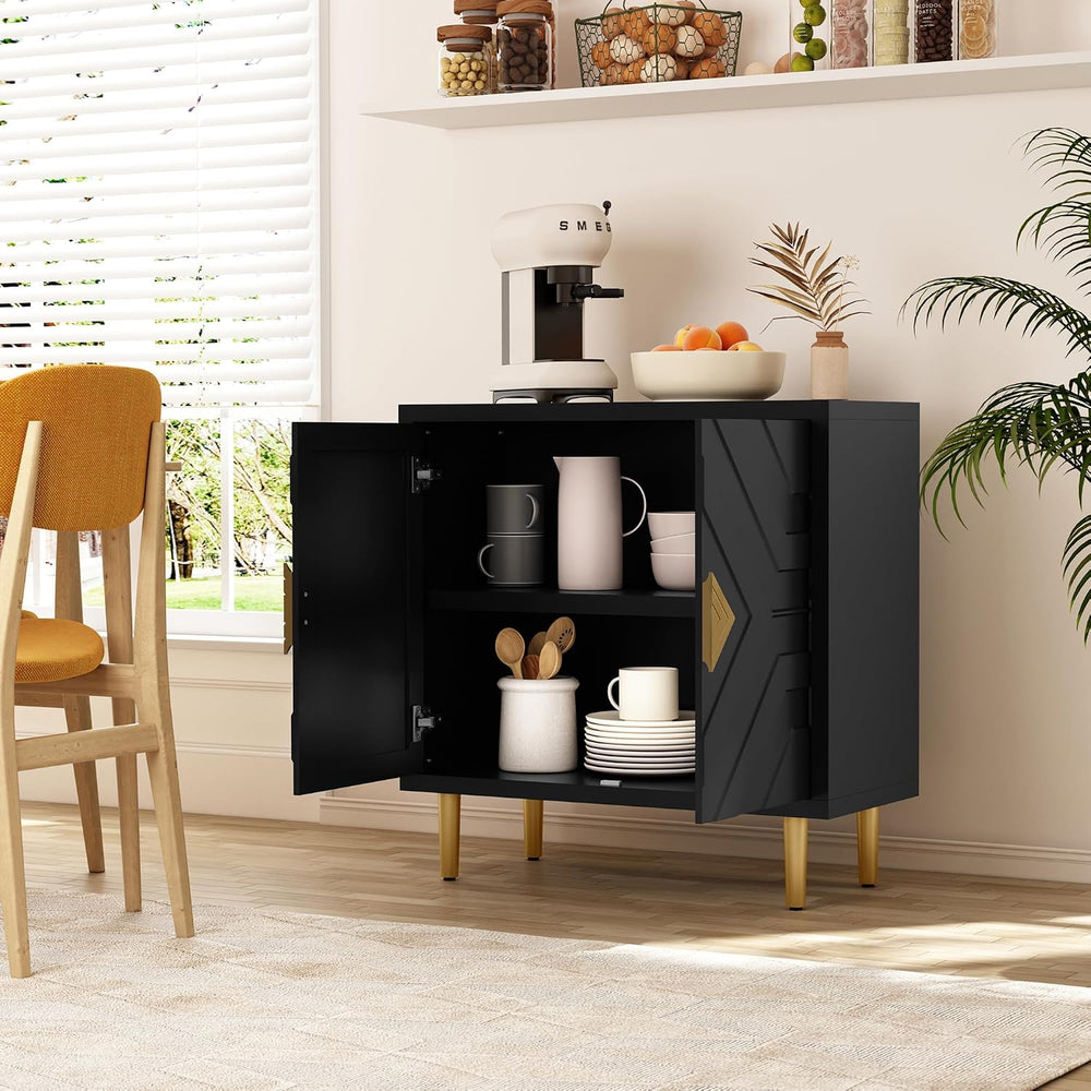 HLR 31.7'' Modern Sideboard Storage Cabinet with 2 Doors, Black