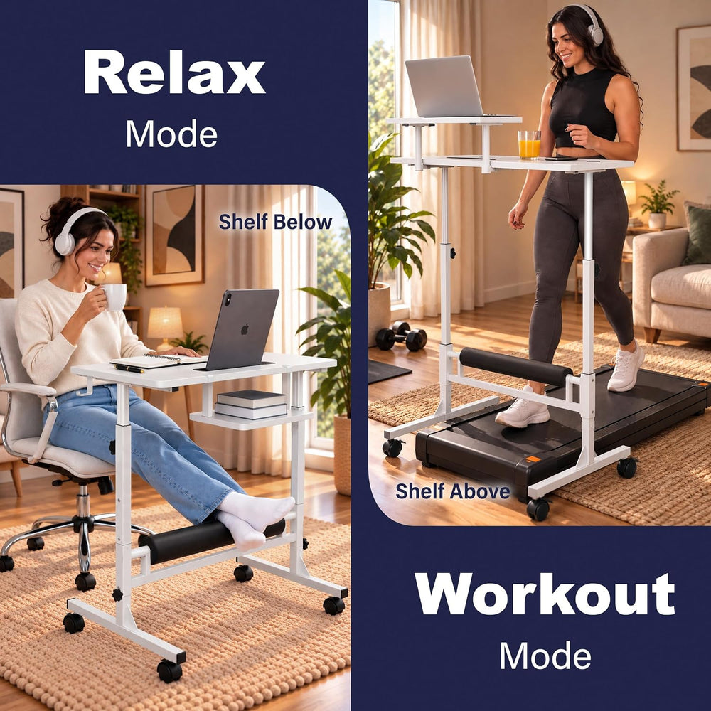 Standing Desk with Wheels, Adjustable Rolling Laptop Computer Desk