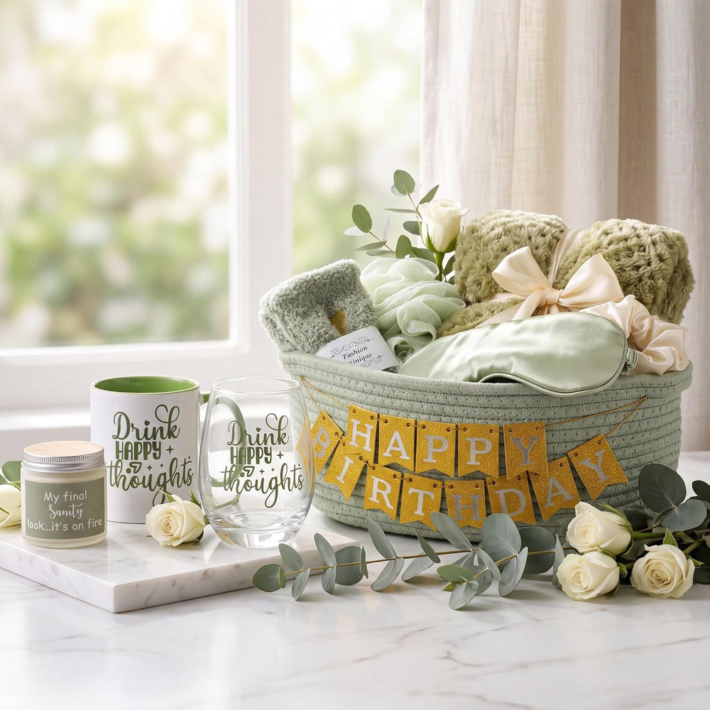 Zopeal Gift Basket Set for Women Birthday Relaxing Spa Care,Green