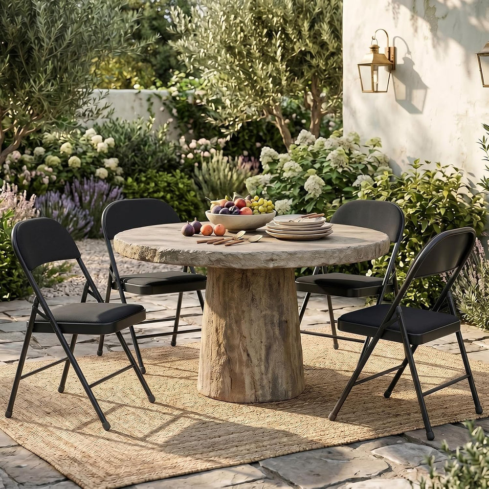 8 Pack Black Padded Folding Chairs with Cushion and Back