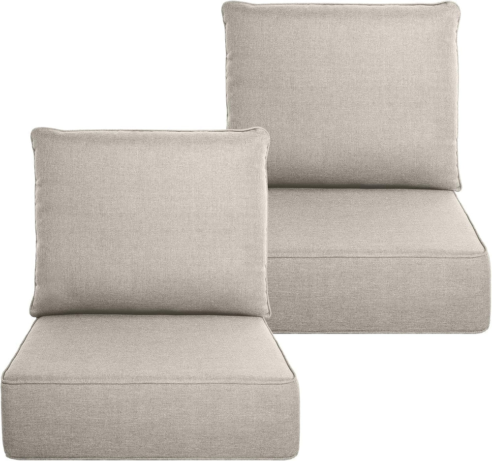 Belord Luxury 6" Thick Outdoor Cushion 2 Set - 22 x24 Inch 28D Sponge Fi...