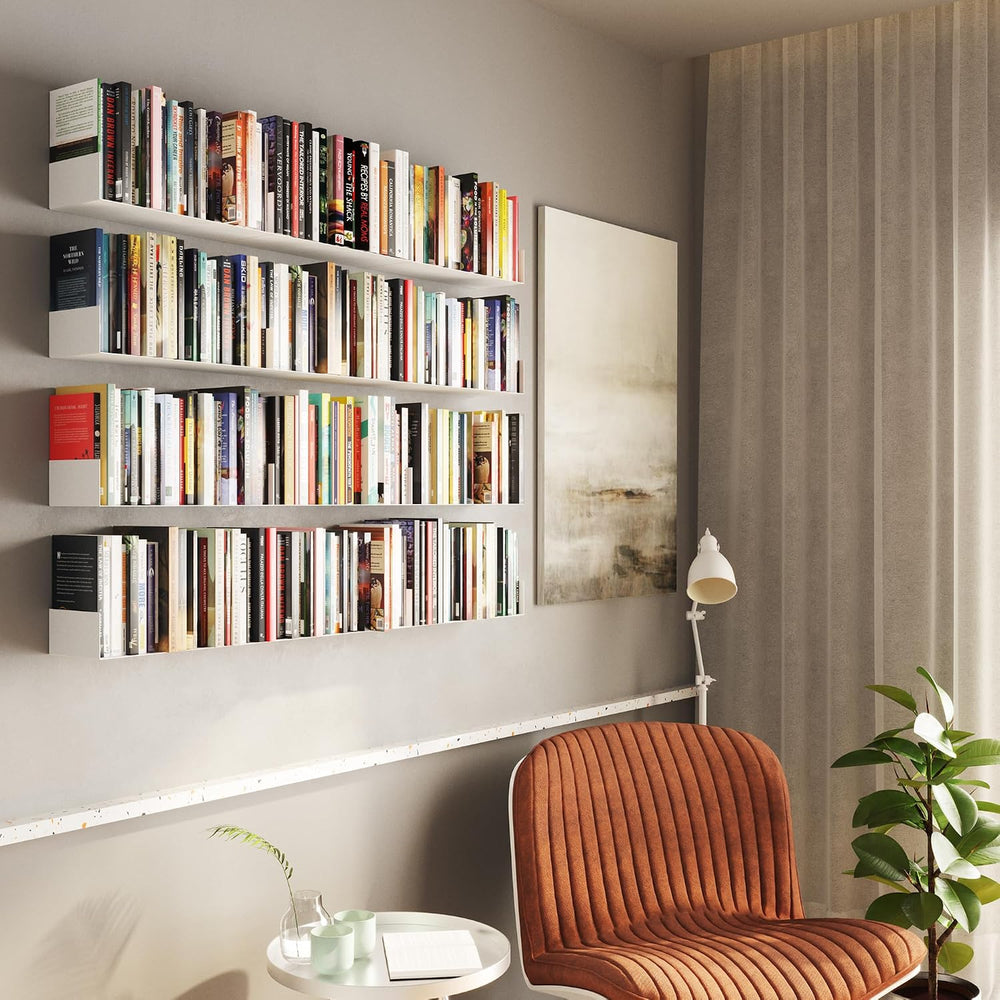 Wallniture Bali Sturdy Metal U Shape Bookshelf - Wall Mountable CD DVD Storag...