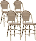 PURPLE LEAF French Counter Bar Stools 25" Set of 4 Easy Maintain, Brown