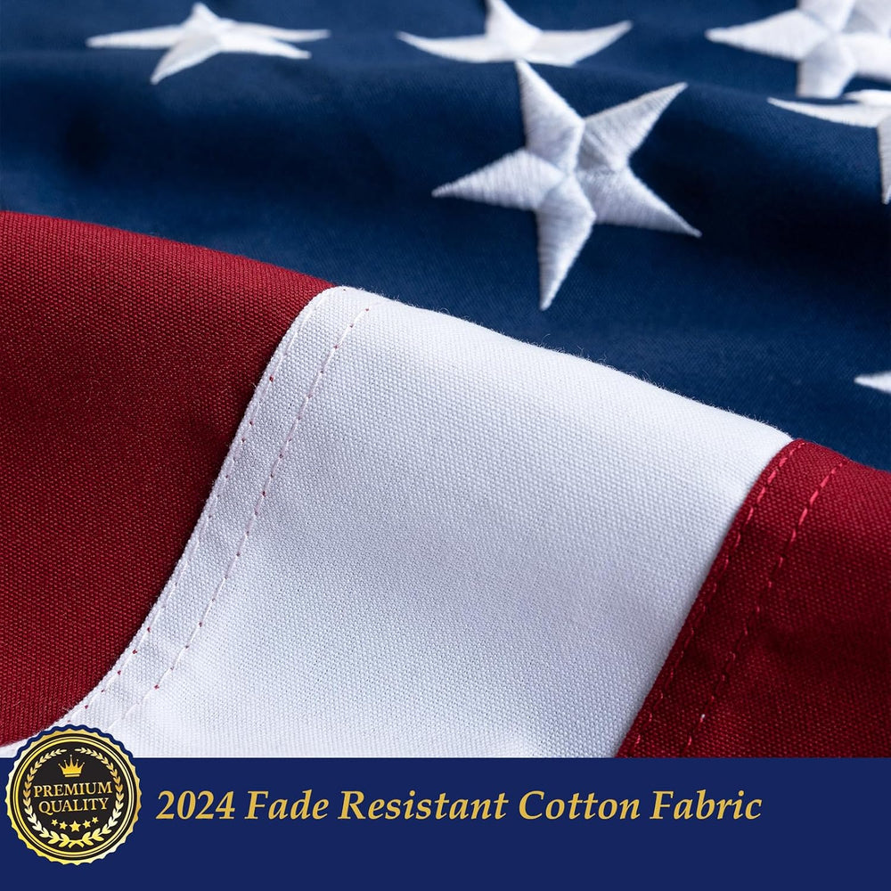TOPFLAGS American Flag Cotton US Flags 4x6 - New Cotton Fabric Embroidered St...