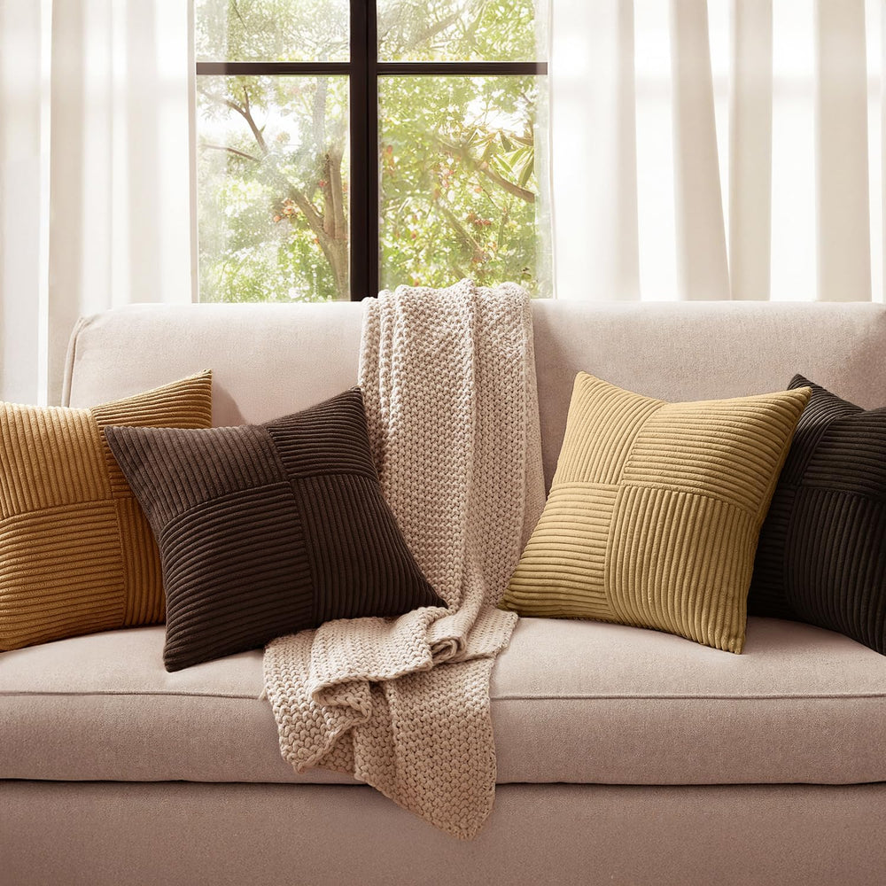 MIULEE Boho Decorative Throw Pillow Covers 20x20 Set of 4 Farmhouse Neutral C...