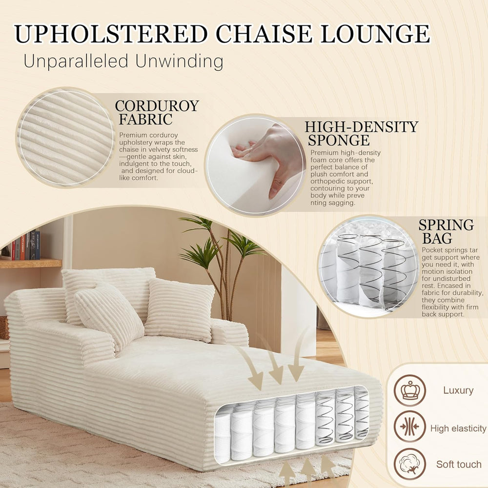 HANXIN Couch Chaise Lounge Chair Indoor, Boneless Sleeper Sofa Bed, Beige
