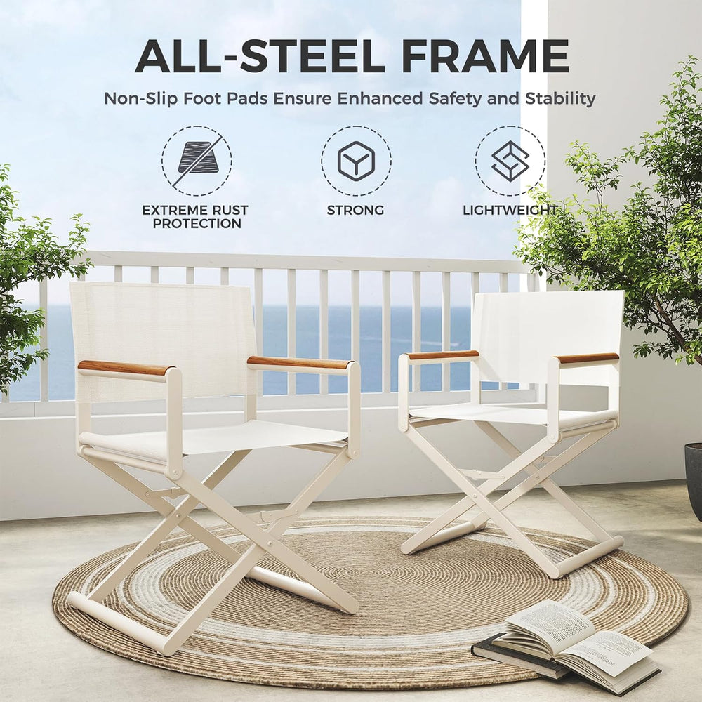 Grand patio Extra-Wide Folding Directors Chairs Set of 2, Outdoor Dining