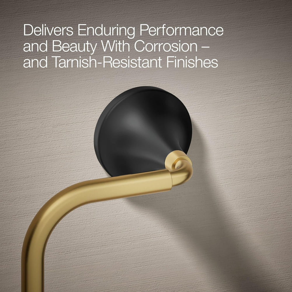 Kohler 27428-BMB Tone-Towel Ring, Matte Black w/Moderne Brass