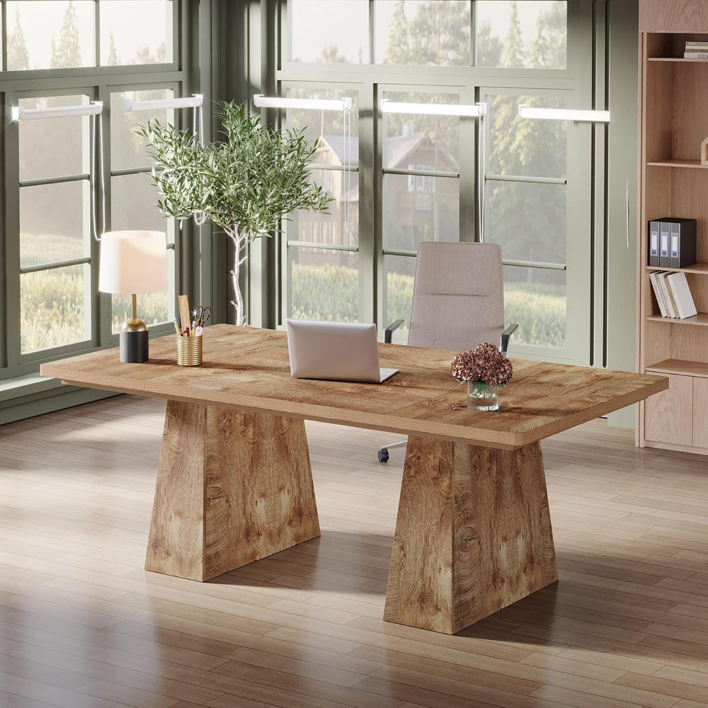 Tribesigns 63-Inch Executive Desk, Large Office Computer Desk with Double Ped...