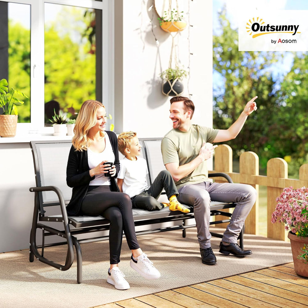 Outsunny 3-Person Patio Glider Bench Outside 3 Seats Cream White