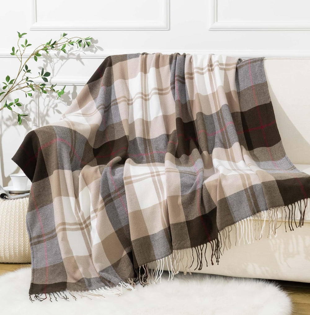 Brown Plaid Throw Blanket for Couch, Fall Buffalo Plaid Blanket 50"x60&q...