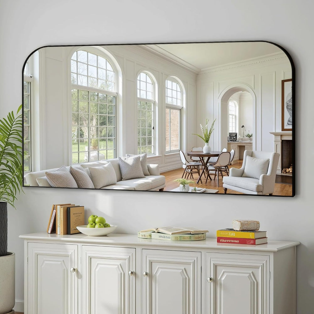 Delma 30"x55" Black Metal Framed Bathroom Mirror for Over Sink