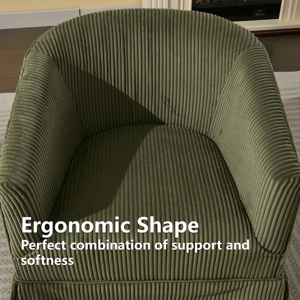 Swivel Accent Chair, Barrel Chair with Skirted Base, Green