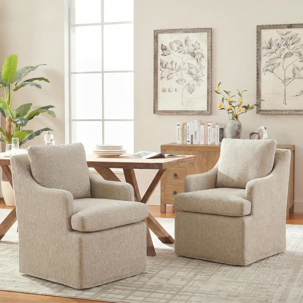 VKNOW Upholstered Dining Chairs Set of 4, Dining Room Chairs with Casters