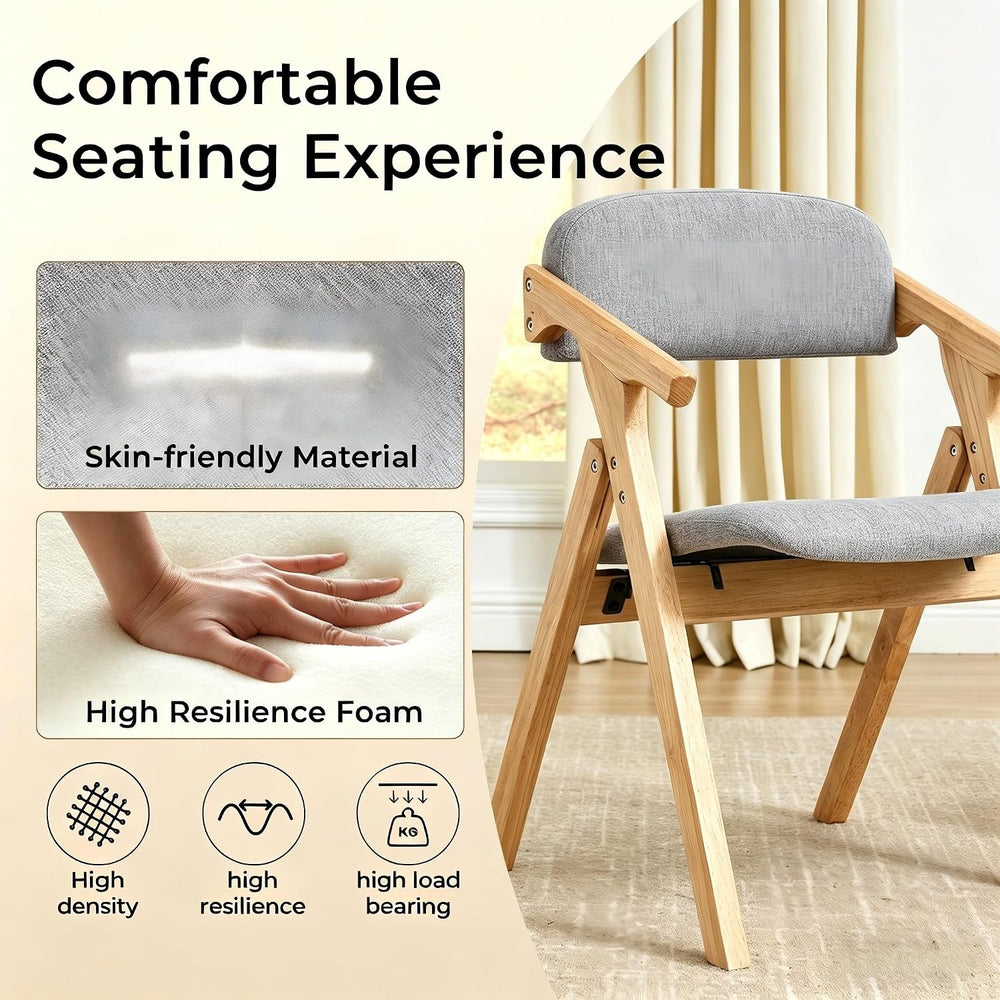 Grod Folding Dining Chairs, Padded Seat, Wooden Stackable,1PCS (Dark Gray)