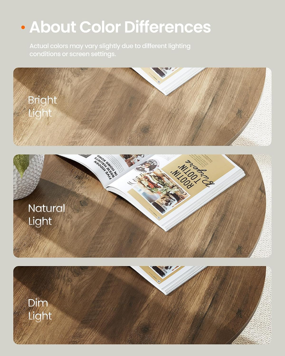 SONGMICS HOME Round Coffee Table, 2 Tier Living Room Center Table, Mid Centur...