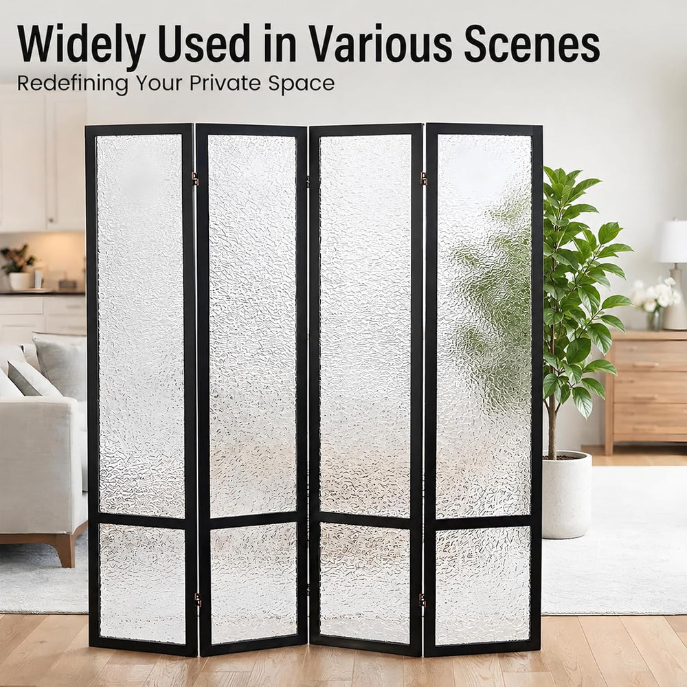 Acrylic Room Divider 4 Panel 67" Tall Folding Privacy Screen