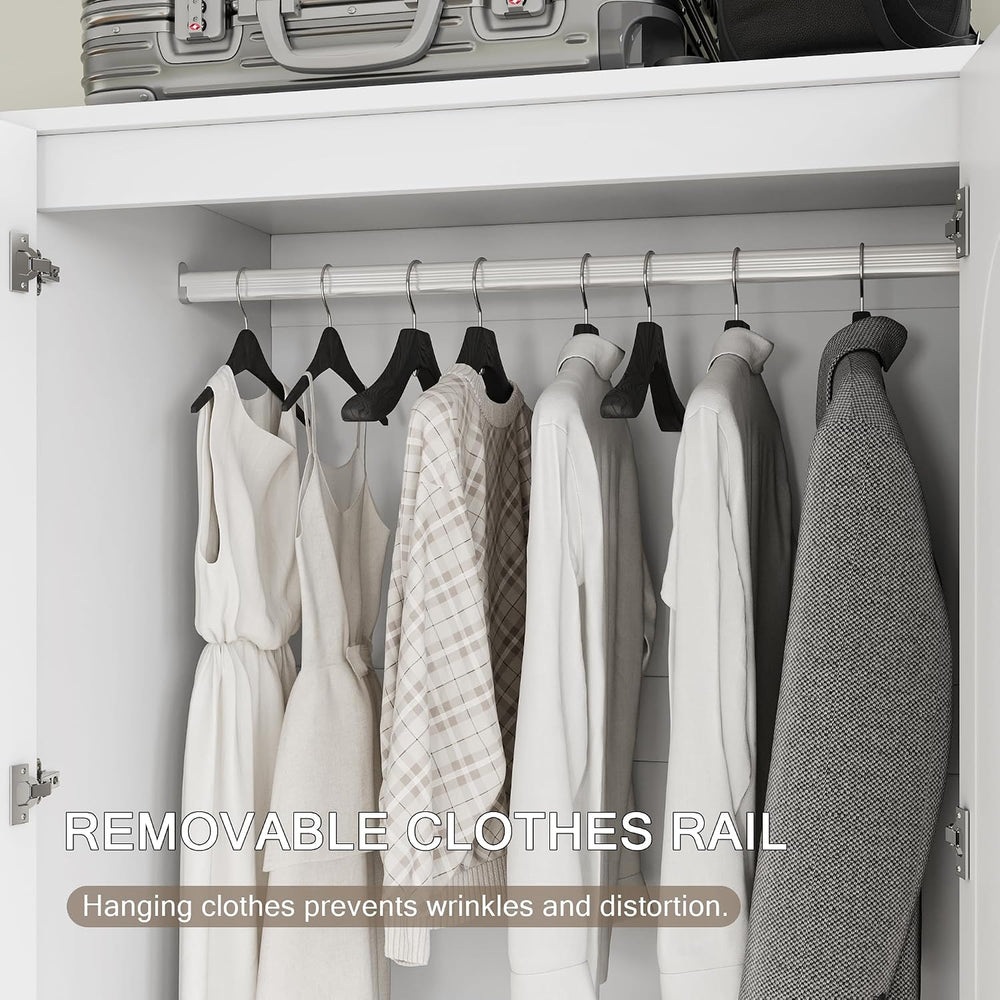 Einhomn Wooden Armoire Wardrobe Closet with 2 Doors and 2 Drawers,Bedroom Fre...
