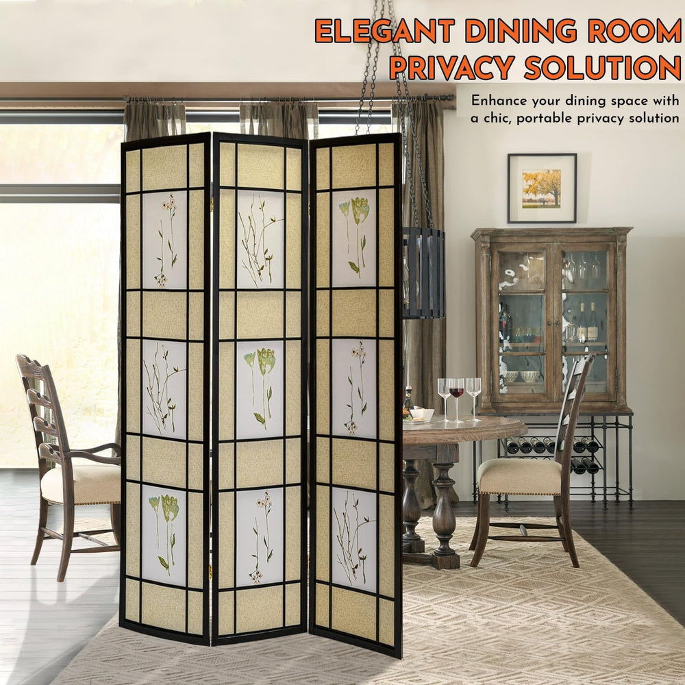 Legacy Decor Room Divider, Folding Privacy Screen, Black - 3-Panel