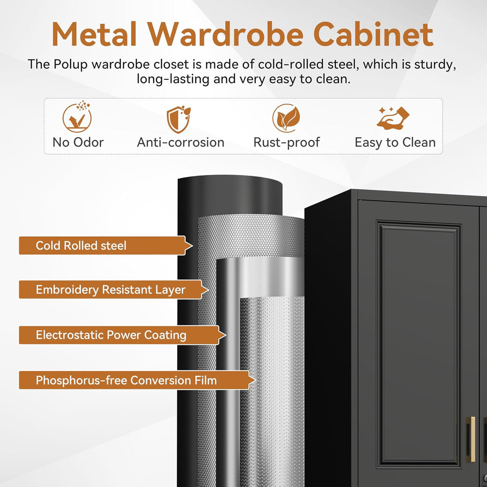 Polup 71" Tall Metal Armoire Wardrobe Closet with Lock