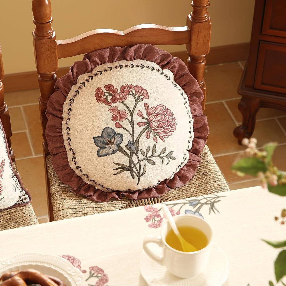 ISAENNE Designer Vintage Round Throw Pillow Cover,Set of 2,Diameter 16"