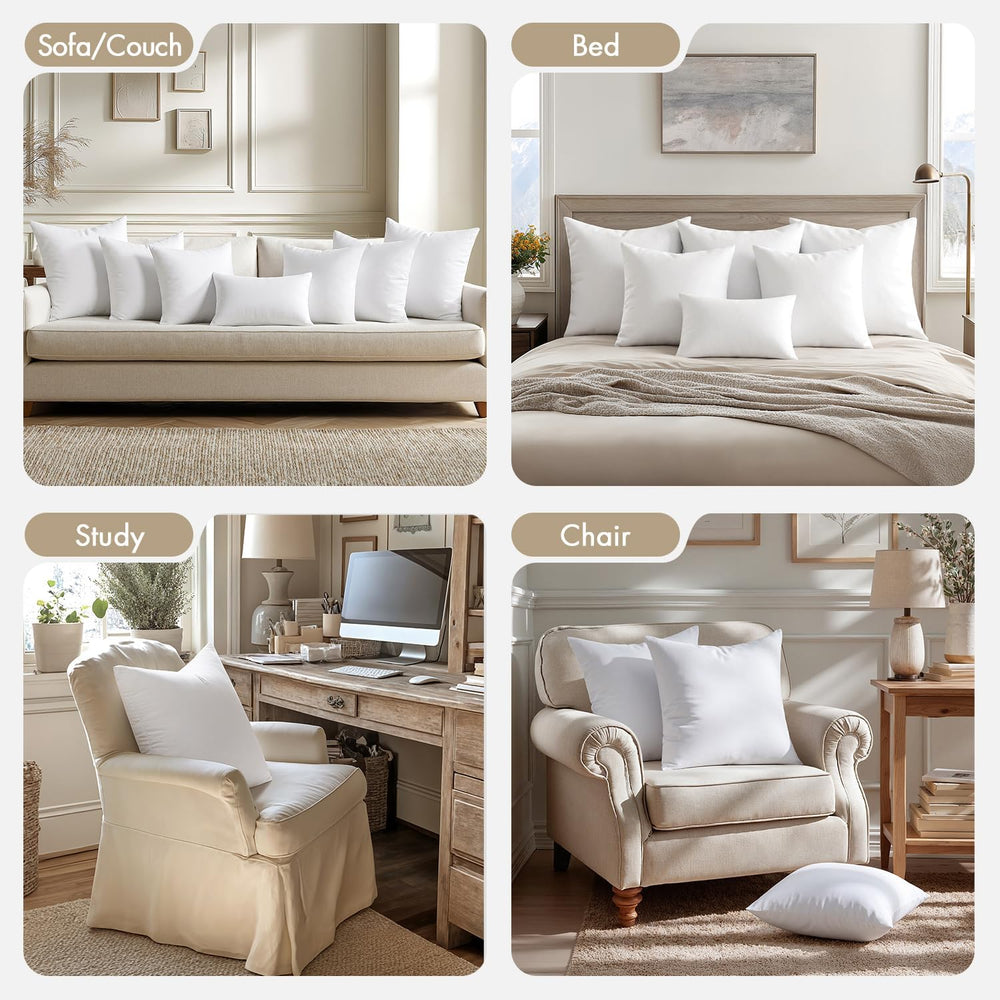 MIULEE 22x22 Pillow Inserts 4 Pack, 100% Virgin Fiber Filling Throw Pillows