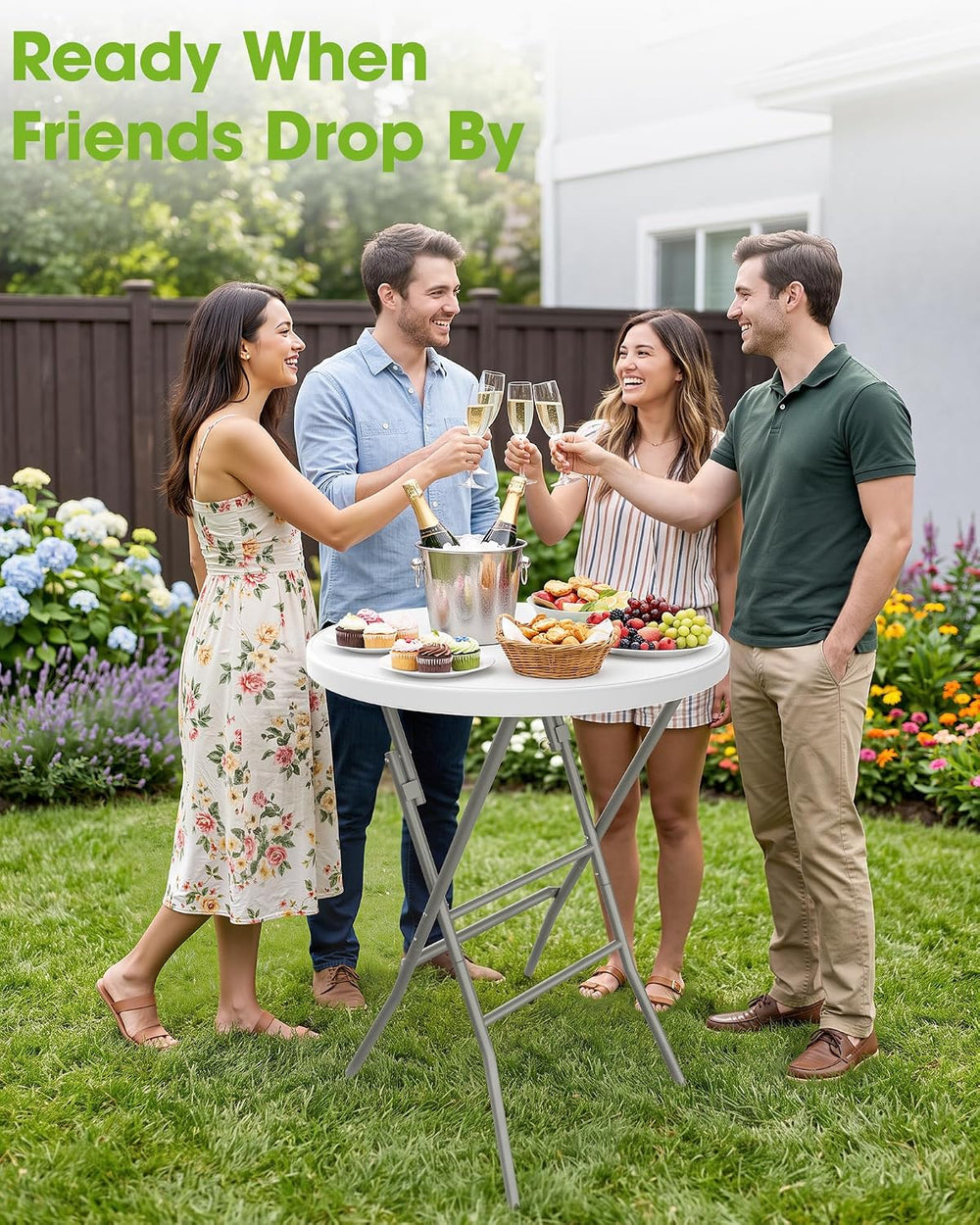 Pureegg Round Cocktail Table - High Top Bar Table 32" x 43.3", 1PCS