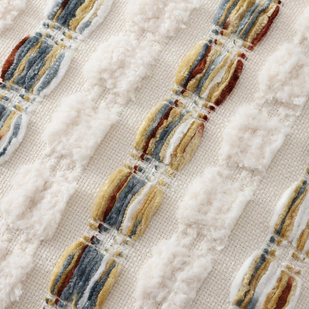 decorUhome Tufted Stripe Throw Pillow Covers 20x20 Set of 2 Blue Rust