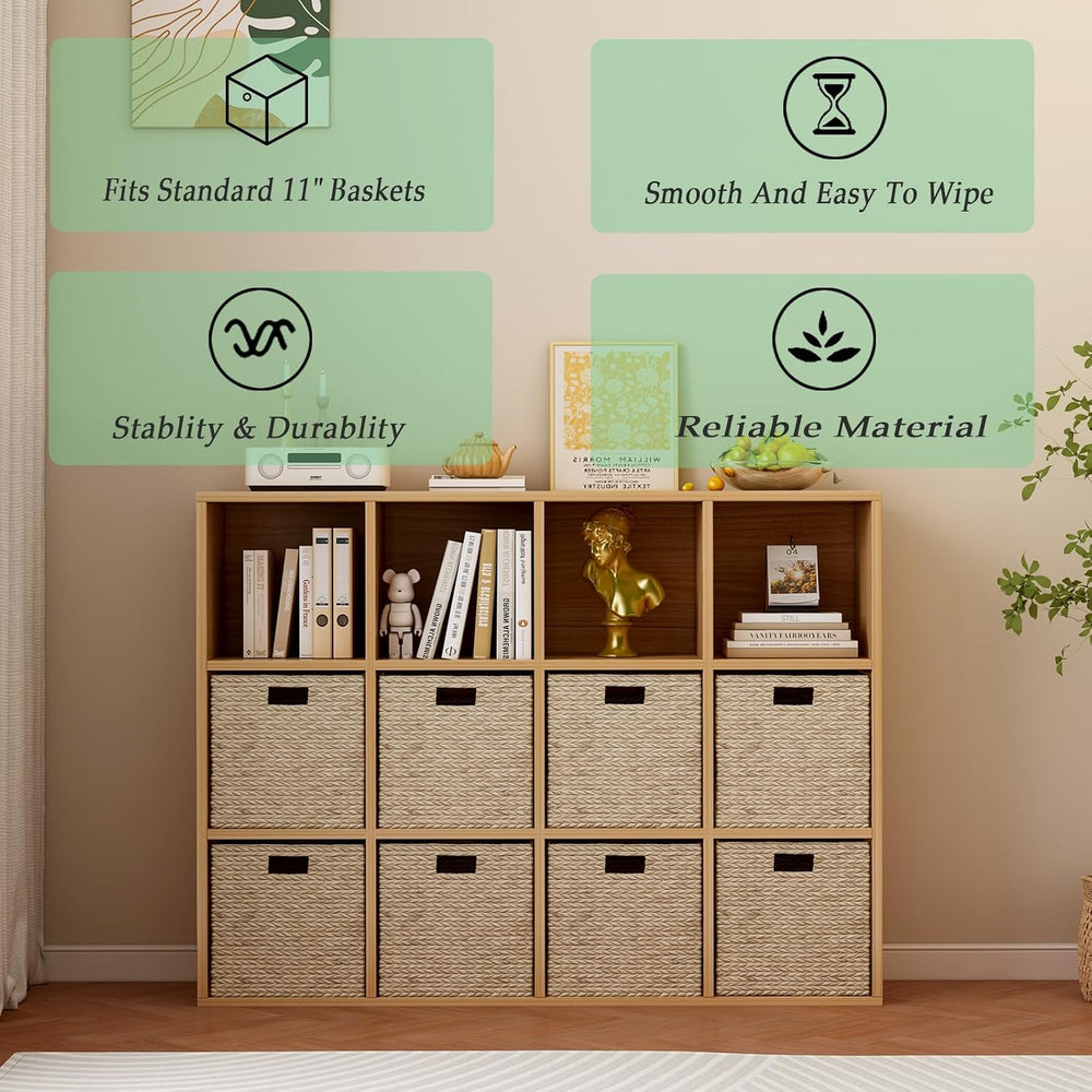 OSCHF 12-Cube Storage Shelf Bookcase, Oak