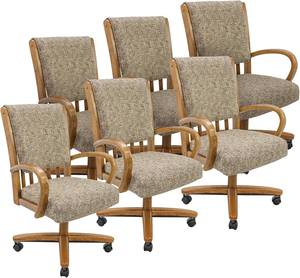 Chromcraft Baylor Swivel-Tilt Caster Dining Chair - Chestnut - Earth - 6pc