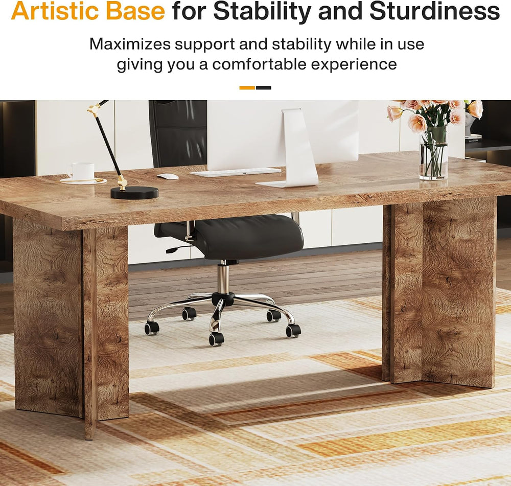 Tribesigns 63-inch Executive Desk, Vintage Home Office Computer Desk with Lar...