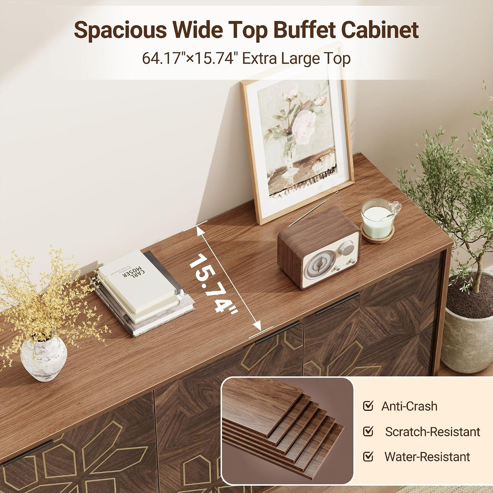 Mericonia Sideboard Buffet Cabinet Storage, Modern Console Fluted Credenza