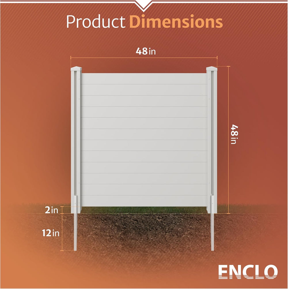 Enclo Premium White Vinyl Privacy Screen, DIY No Dig Kit